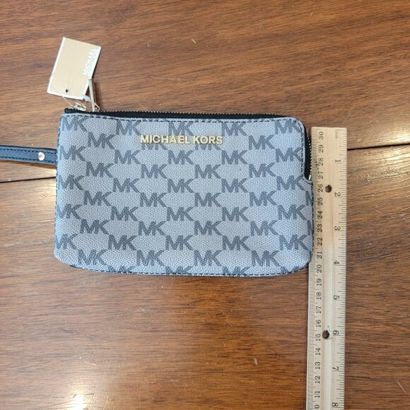 Michael Kors Jet Set Black/Black Double Zip Wristlet Large - Picture 12 of 16